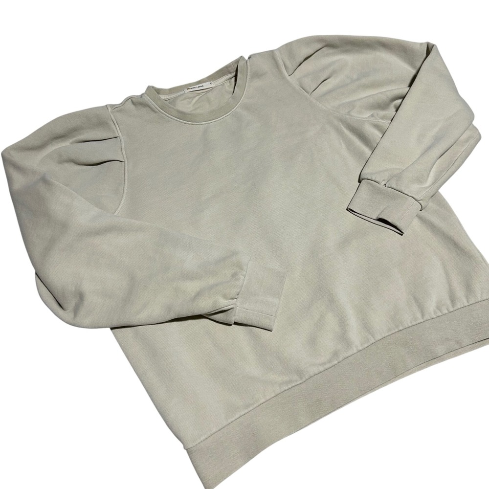 Marine Layer Sweatshirt Womens S Beige Puff Sleeve Crewneck Pullover 1575